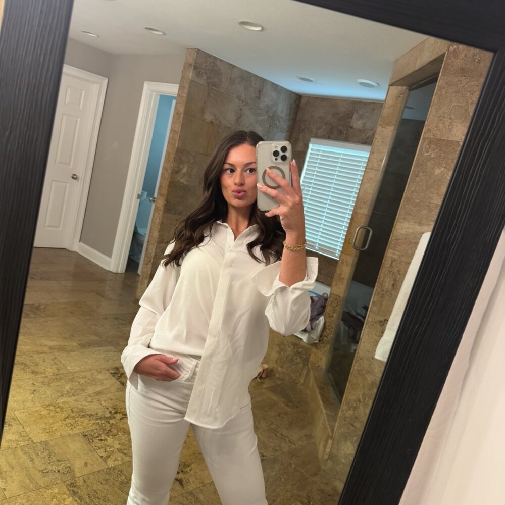 Trendy White Button Down